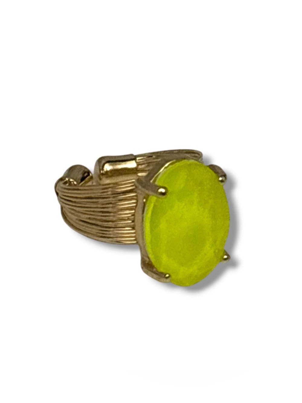 Neon Yellow Oval Glass Stone Ring
